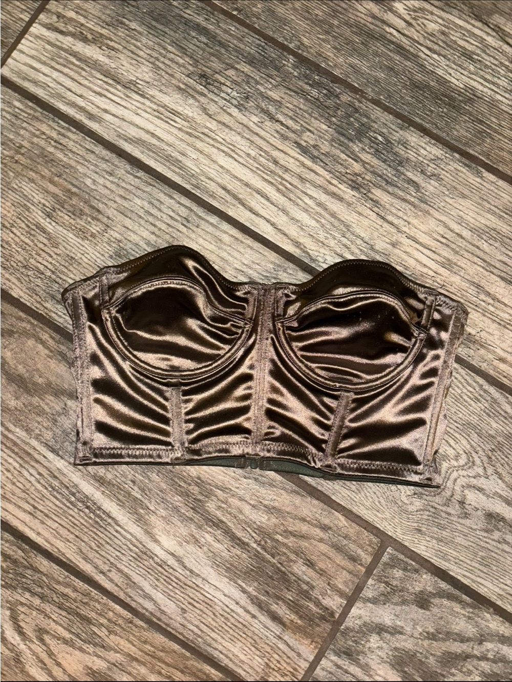 Urban Outfitters Shiny Chocolate Strapless Bustier Top